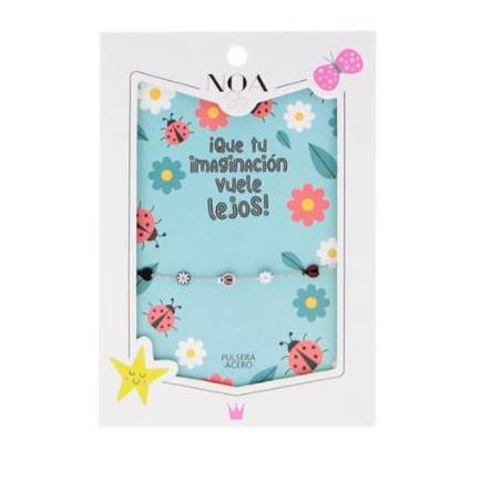 Noa story - Pulsera Acero Plateado Mariquitas - ¡Que tu imaginación vuele lejos!