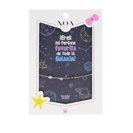 Noa story - Pulsera Acero Plateado PLANETAS - ¡ERES MI PERSONA FAVORITA DE TODA LA GALAXIA!