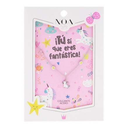 Noa Story - COLGANTE DE ACERO PLATEADO UNICORNIOS - ¡TU SI QUE ERES FANTÁSTICA!