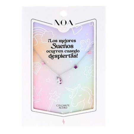 Noa Story - COLGANTE DE ACERO PLATADO UNICORNIOS - ¡LOS MEJORES SUEÑOS OCURREN CUANDO DESPIERTAS!
