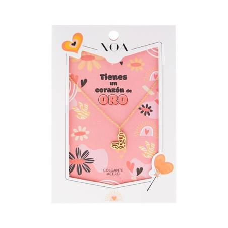 Noa Story - Colgante Acero Dorado - Tienes un corazón de oro