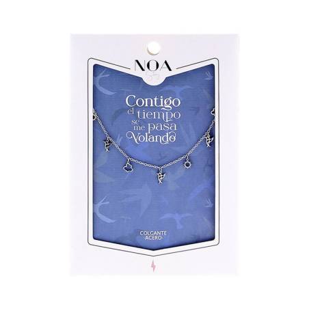 Noa Story - Colgante Acero Plateado - Contigo el tiempo se me pasa volando