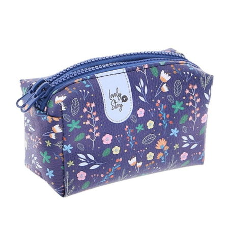 Lovely Story - Monedero dos cremalleras Blue wild flowers