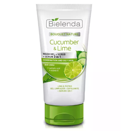Bielenda - Gel limpiador 3 en 1 pepino y lima Bielenda Bouquet Nature