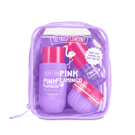 The Fruit Company - Set de viaje PINK FLAMINGO (Body Mist + Gel de ducha + Crema de cuerpo)