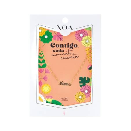Noa Story - Colgante Acero Dorado - Mamá Contigo cada momento cuenta